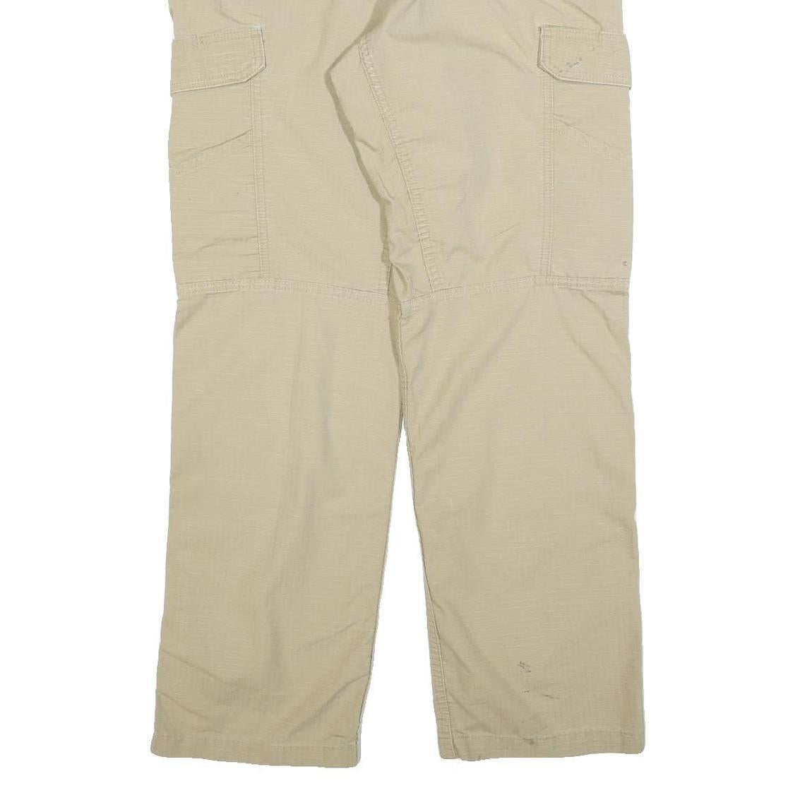 CARHARTT Mens Cotton Blend Beige Relaxed Cargo Trousers W34 L32 Durable Workwear
