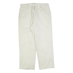 CALVIN KLEIN Mens Cotton Blend White Regular Straight Trousers W35 L30 Zip