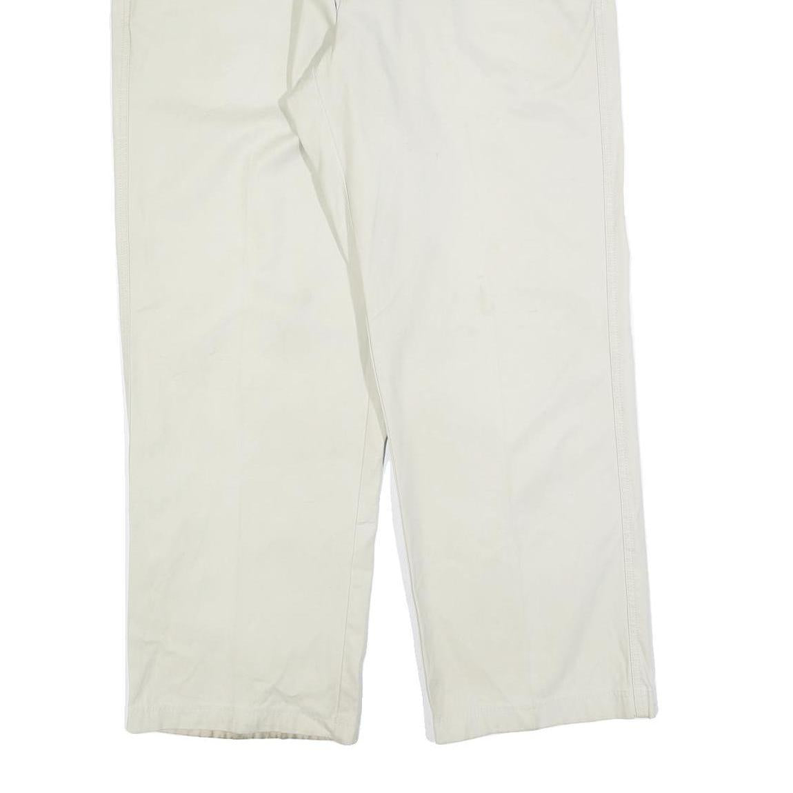 CALVIN KLEIN Mens Cotton Blend White Regular Straight Trousers W35 L30 Zip