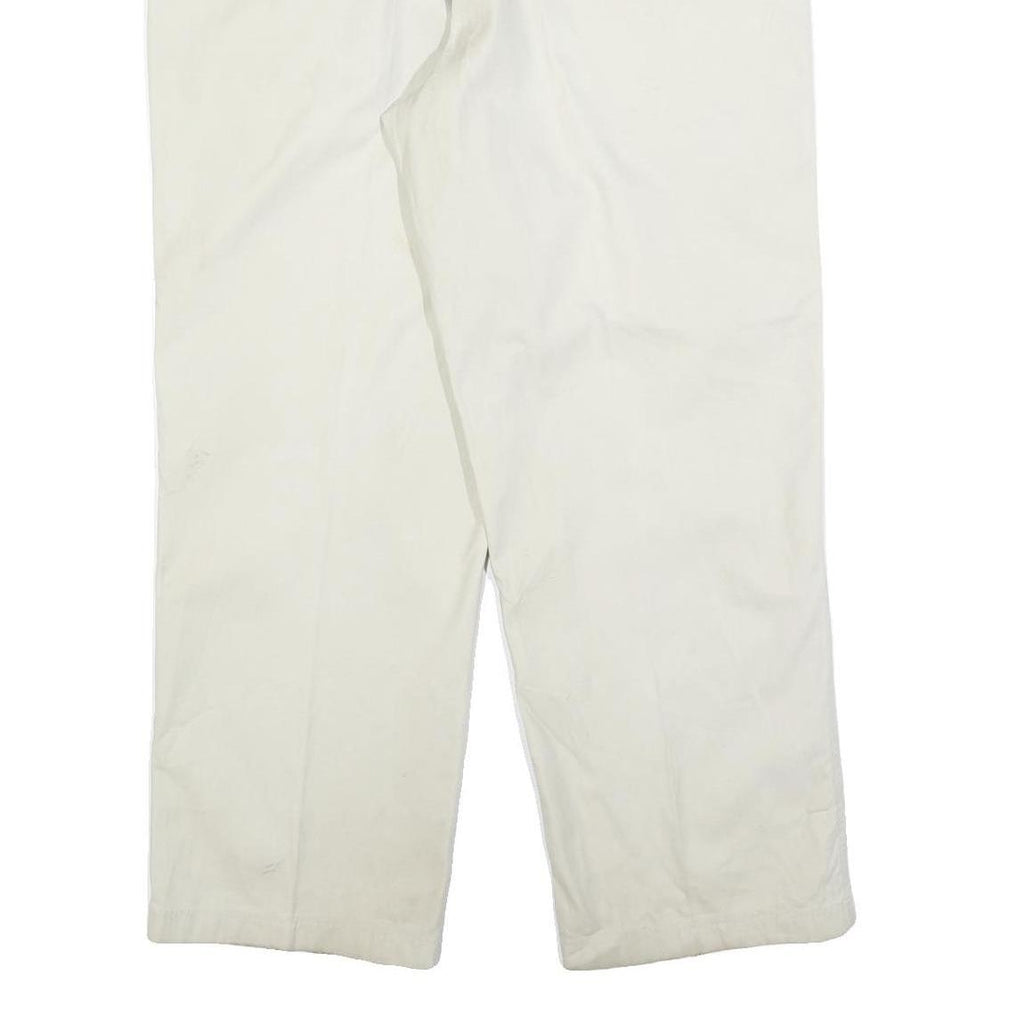 CALVIN KLEIN Mens Cotton Blend White Regular Straight Trousers W35 L30 Zip
