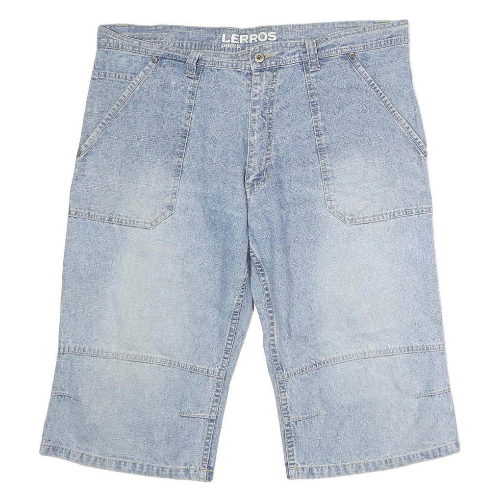 LERROS Mens Blue Denim Casual Shorts L W40 Relaxed Fit Cotton