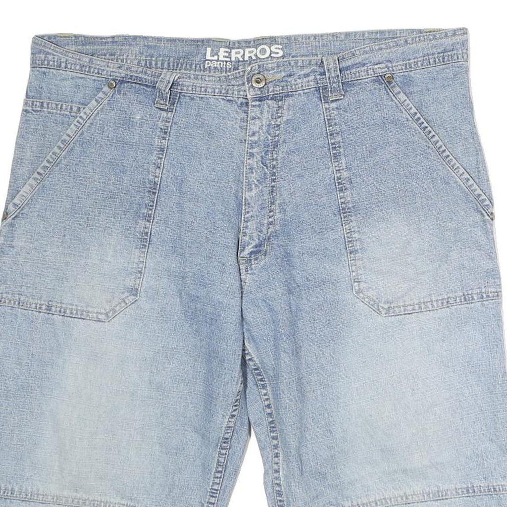 LERROS Mens Blue Denim Casual Shorts L W40 Relaxed Fit Cotton