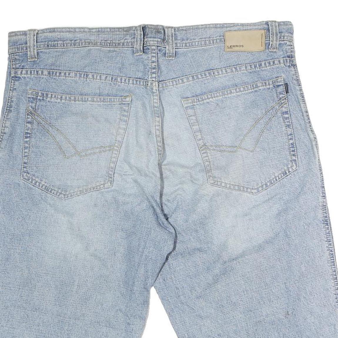 LERROS Mens Blue Denim Casual Shorts L W40 Relaxed Fit Cotton