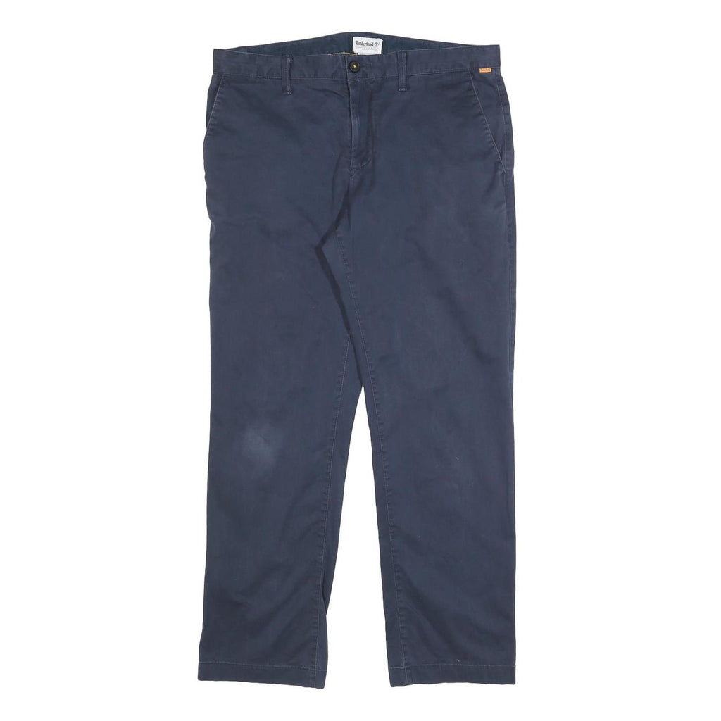 TIMBERLAND Mens Cotton Blend Navy Regular Fit Straight Leg Trousers W33 L29