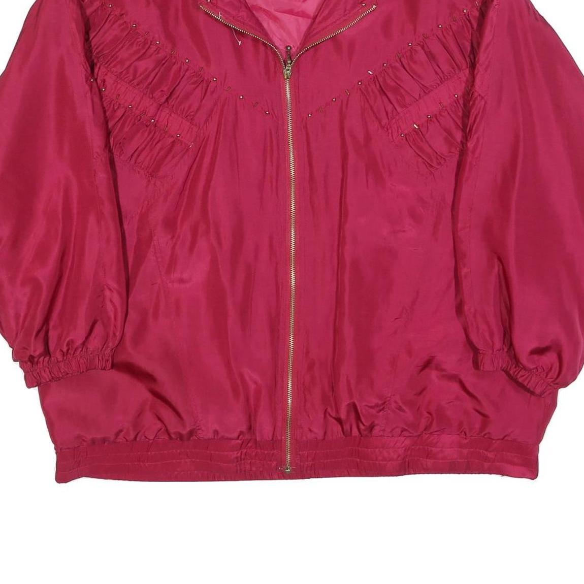 EVR Womens Red Silk Jacket 2XL Zip Classic Plain Satin Lightweight