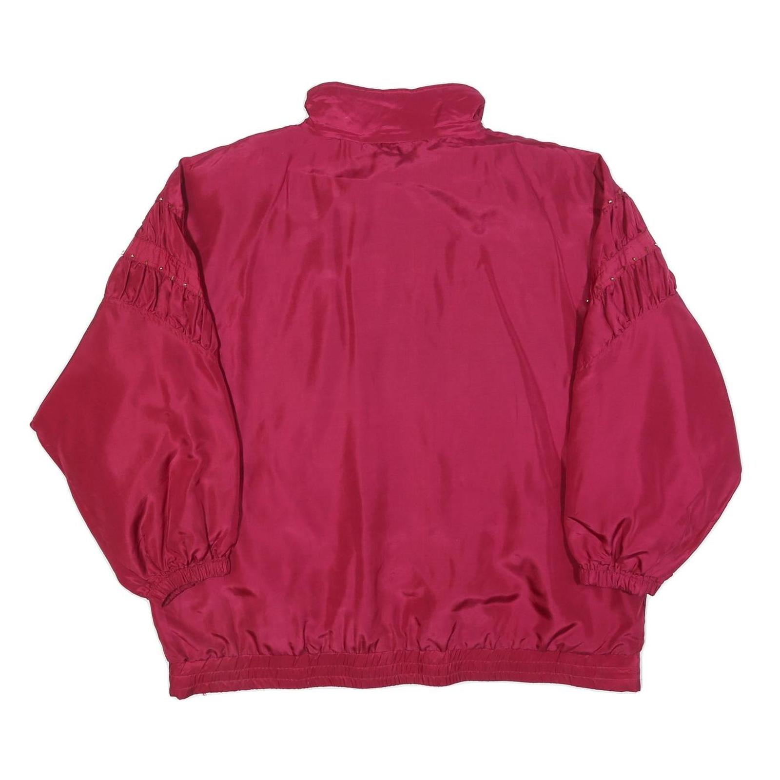 EVR Womens Red Silk Jacket 2XL Zip Classic Plain Satin Lightweight