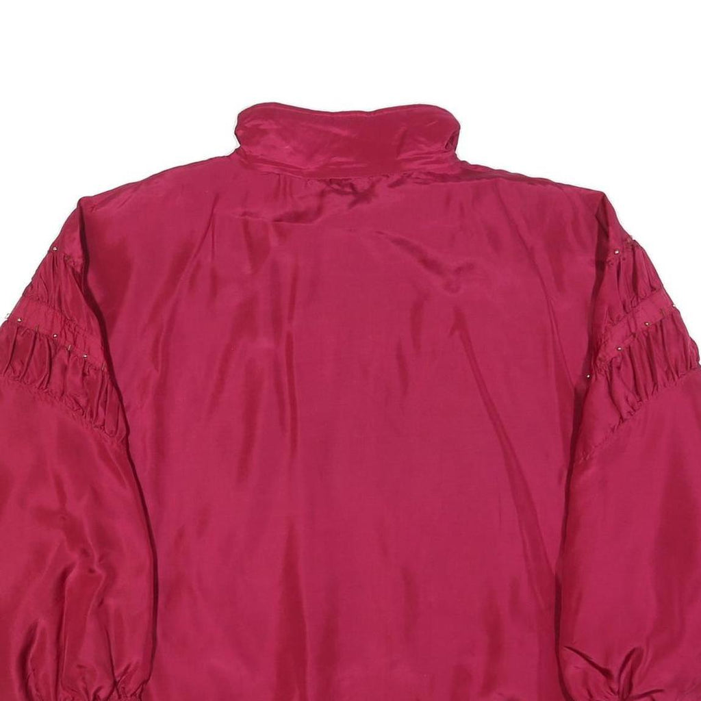 EVR Womens Red Silk Jacket 2XL Zip Classic Plain Satin Lightweight