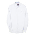 TOMMY HILFIGER Mens White Linen Blend Shirt XS Classic Button Down Collar Long