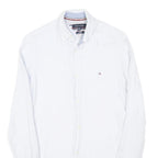 TOMMY HILFIGER Mens White Linen Blend Shirt XS Classic Button Down Collar Long