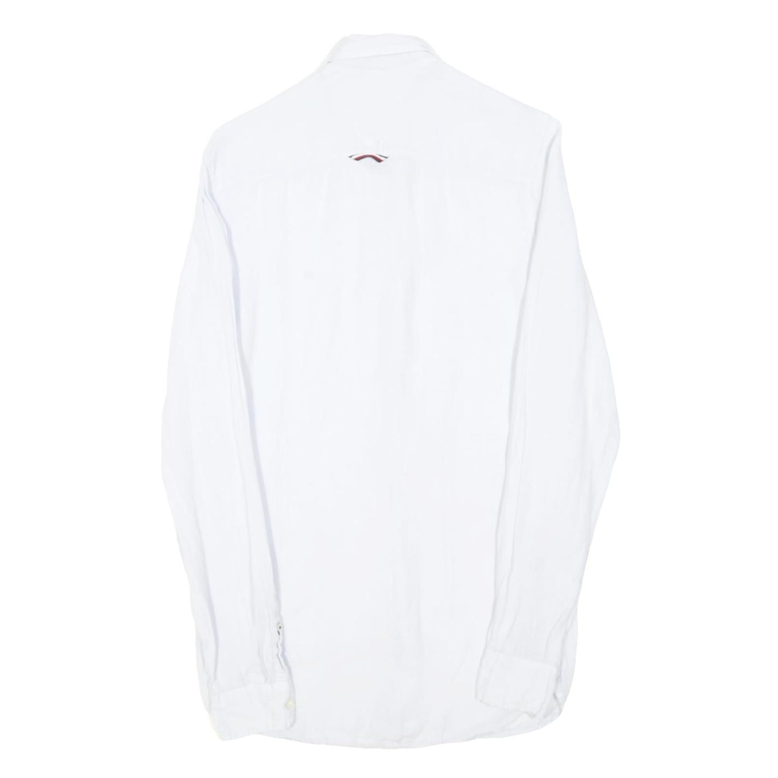 TOMMY HILFIGER Mens White Linen Blend Shirt XS Classic Button Down Collar Long