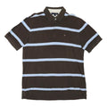 TOMMY HILFIGER Mens Brown & Light Blue Striped Short Sleeve Polo Shirt XL Cotton