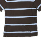 TOMMY HILFIGER Mens Brown & Light Blue Striped Short Sleeve Polo Shirt XL Cotton