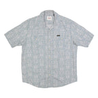 WRANGLER Mens Blue Printed Cotton Shirt M Casual Button Front Short Sleeve