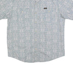 WRANGLER Mens Blue Printed Cotton Shirt M Casual Button Front Short Sleeve