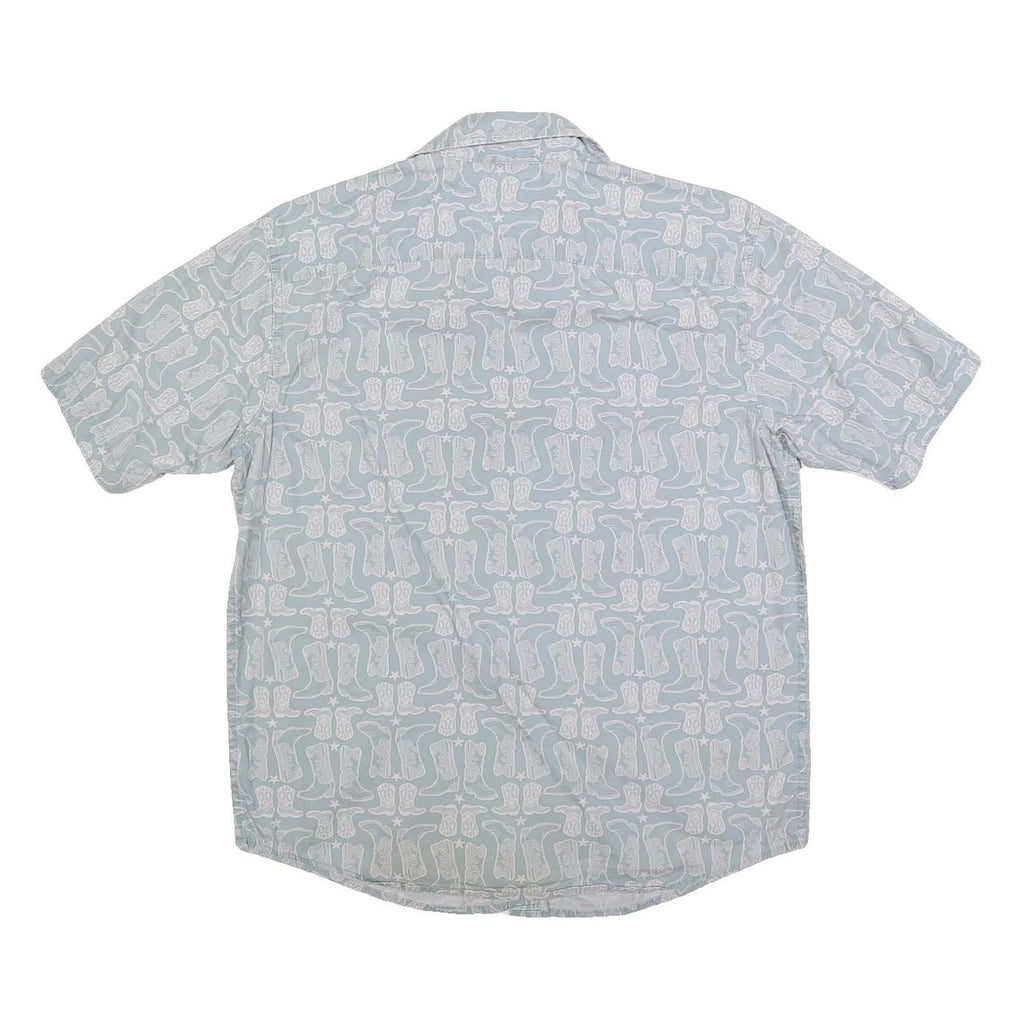 WRANGLER Mens Blue Printed Cotton Shirt M Casual Button Front Short Sleeve