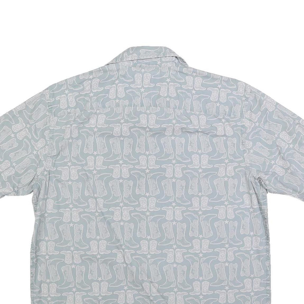 WRANGLER Mens Blue Printed Cotton Shirt M Casual Button Front Short Sleeve