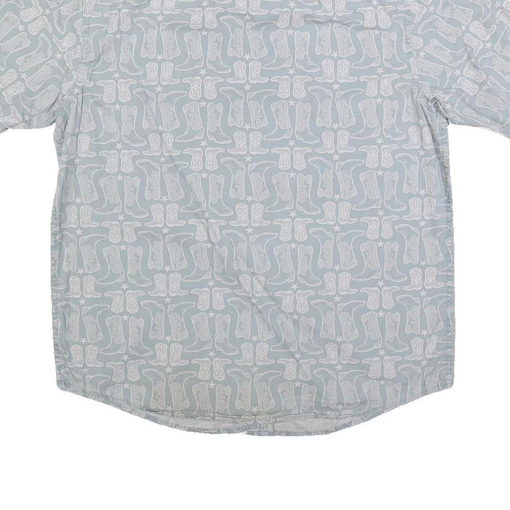 WRANGLER Mens Blue Printed Cotton Shirt M Casual Button Front Short Sleeve
