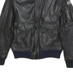 IXS Mens Black Leather Biker Jacket XS Zip Ribbed Cuffs Pockets