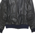 IXS Mens Black Leather Biker Jacket XS Zip Ribbed Cuffs Pockets