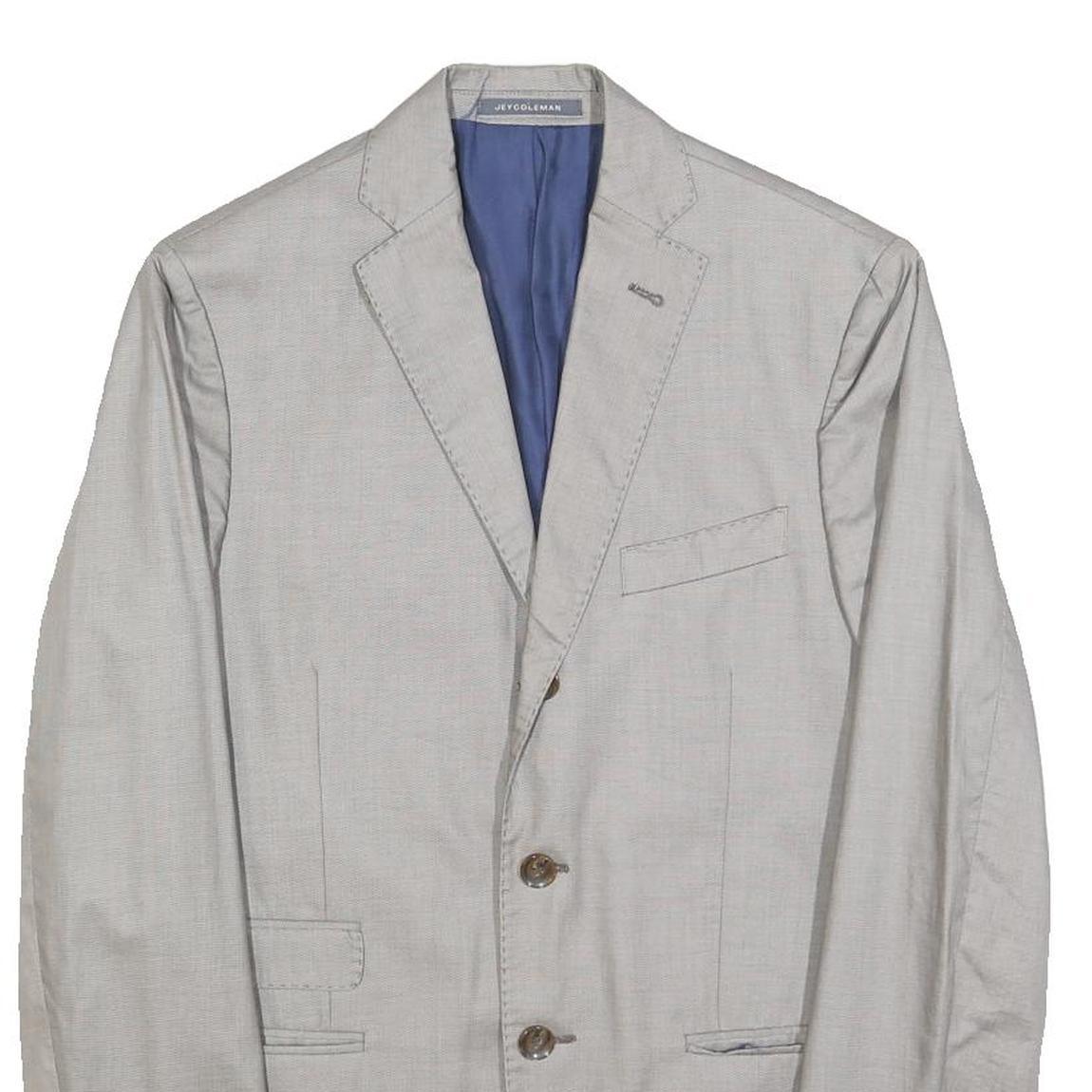 JEY COLEMAN Mens Grey Single Breasted Jacket S Woven Classic Button Closure