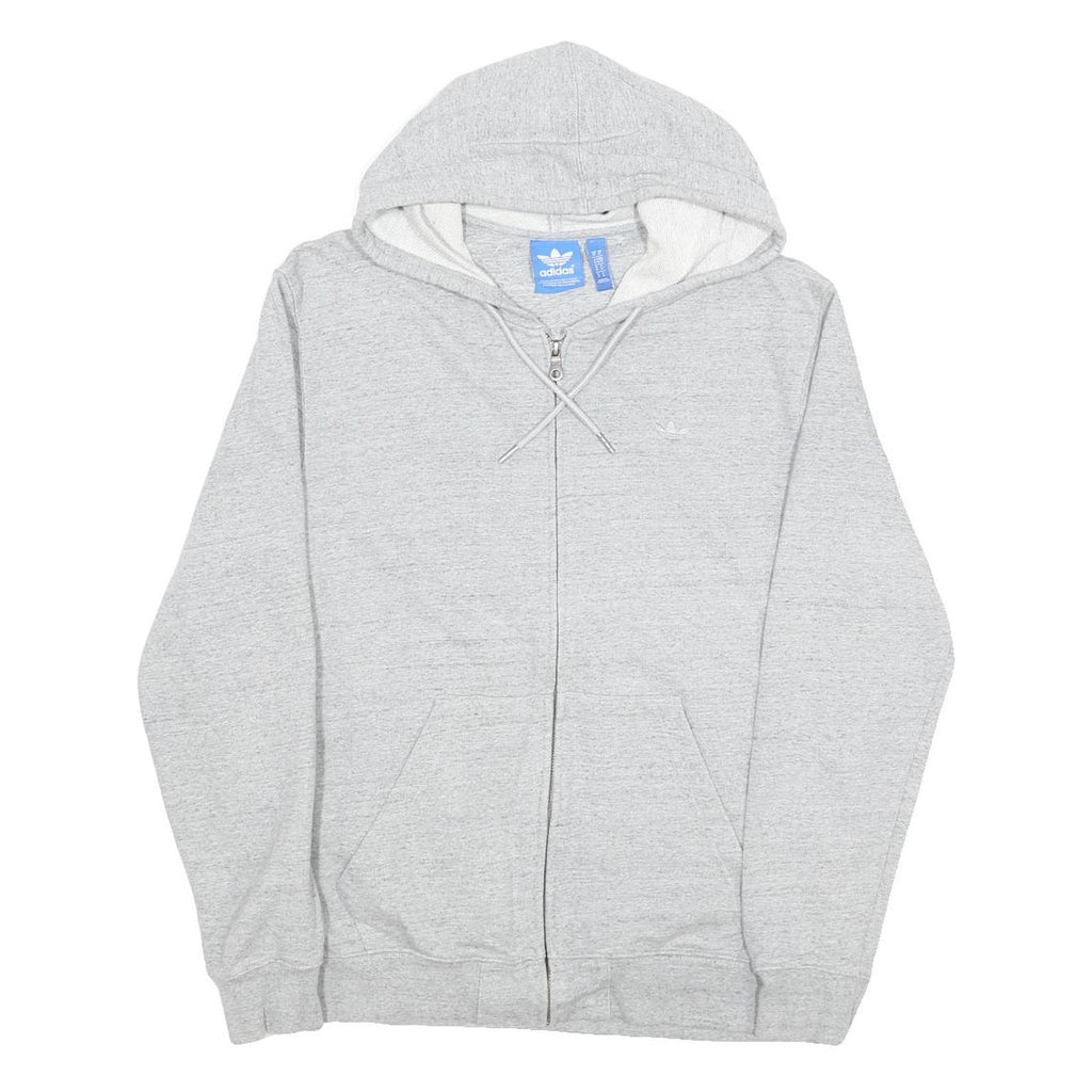 ADIDAS Mens Grey Zip Hoodie M Cotton Blend Casual Sportswear