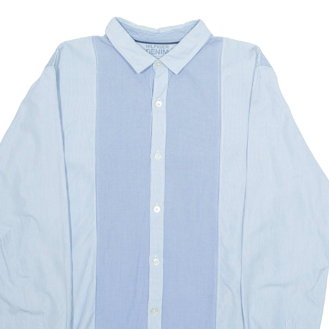 TOMMY HILFIGER Mens Shirt Blue Gingham Long Sleeve S