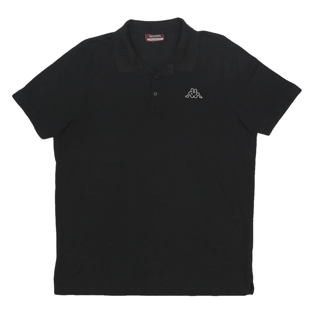 KAPPA Mens Black Polo Shirt 2XL Cotton Short Sleeve Basic Logo Embroidered