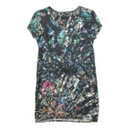 PETER PILOTTO Womens Blue & Green Floral Silk Mini Dress UK 8 Short Sleeve Scoop