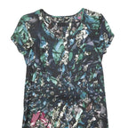 PETER PILOTTO Womens Blue & Green Floral Silk Mini Dress UK 8 Short Sleeve Scoop