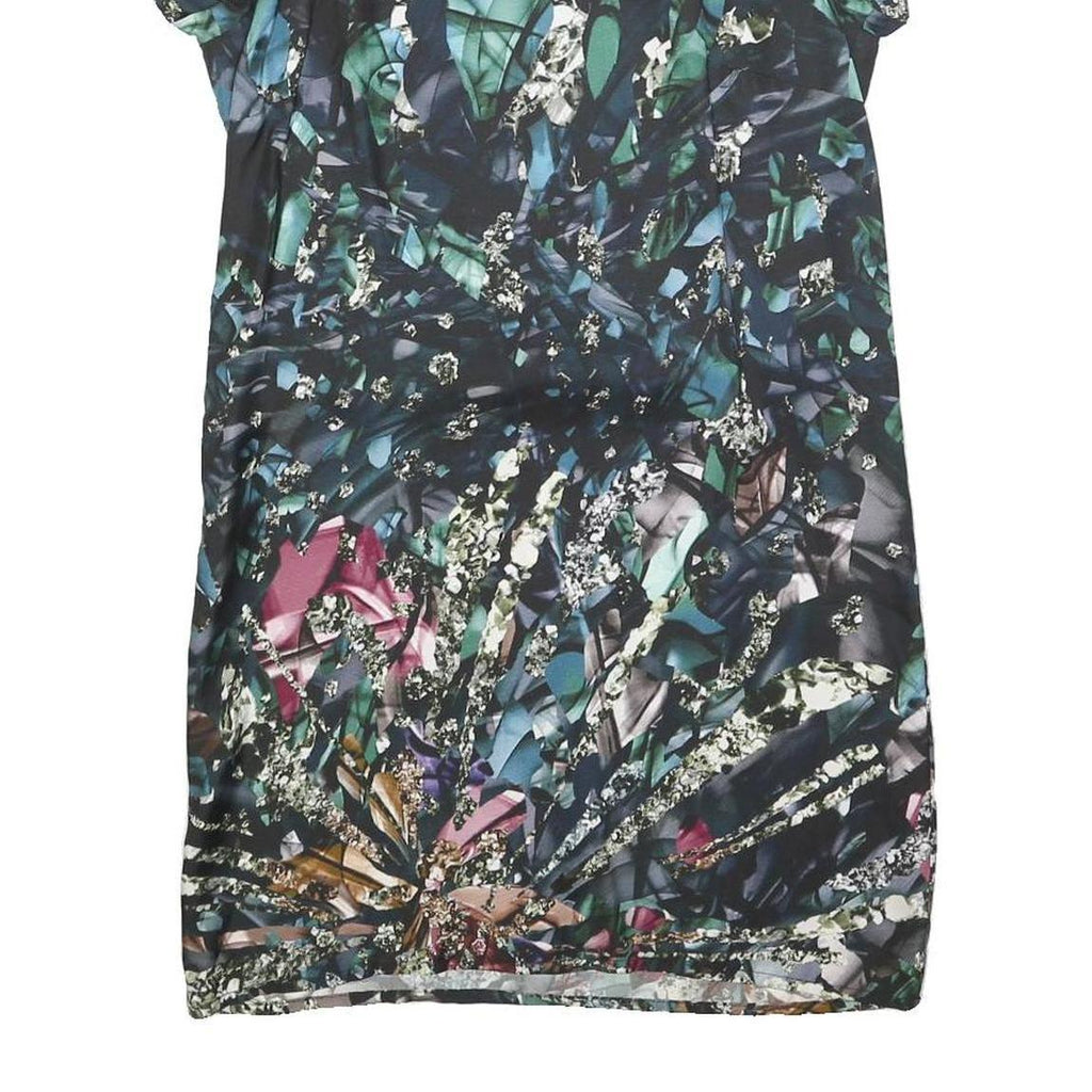 PETER PILOTTO Womens Blue & Green Floral Silk Mini Dress UK 8 Short Sleeve Scoop