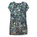 PETER PILOTTO Womens Blue & Green Floral Silk Mini Dress UK 8 Short Sleeve Scoop
