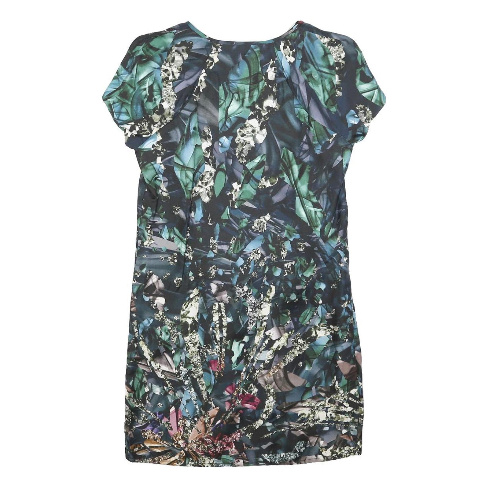 PETER PILOTTO Womens Blue & Green Floral Silk Mini Dress UK 8 Short Sleeve Scoop