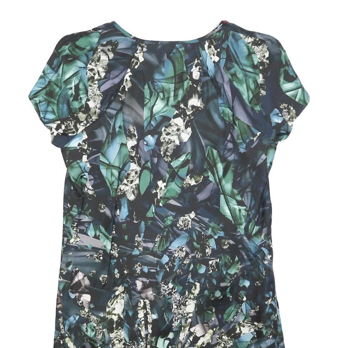 PETER PILOTTO Womens Blue & Green Floral Silk Mini Dress UK 8 Short Sleeve Scoop