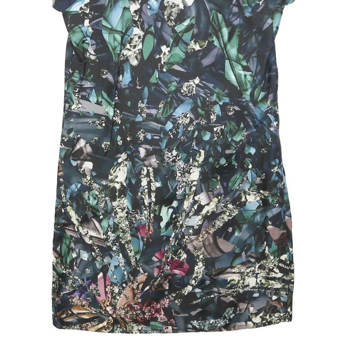 PETER PILOTTO Womens Blue & Green Floral Silk Mini Dress UK 8 Short Sleeve Scoop