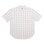 NAUTICA Mens White & Pink Checked Cotton Shirt XL Button Collar Casual Summer
