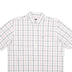 NAUTICA Mens White & Pink Checked Cotton Shirt XL Button Collar Casual Summer