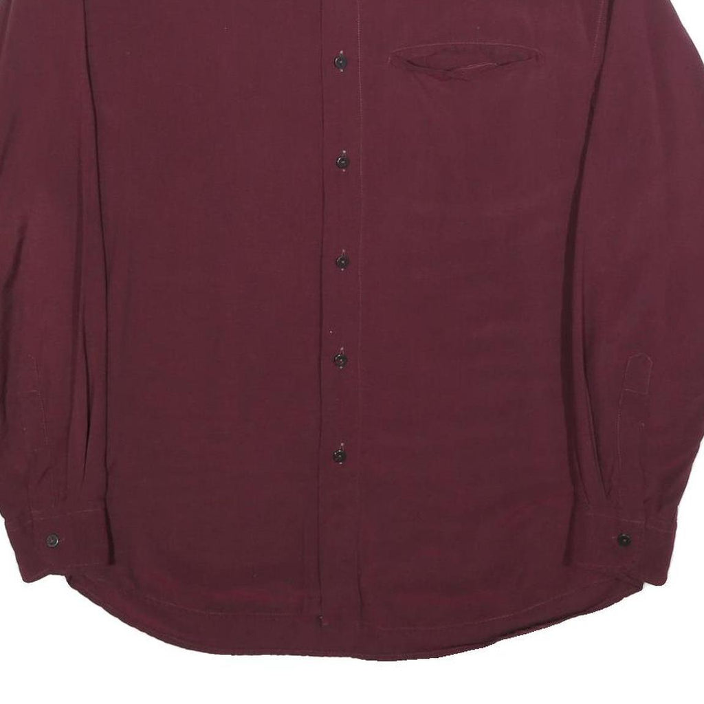 NETTELSTROTH Mens Maroon Shirt L Long Sleeve Casual Button Up Relaxed Fit