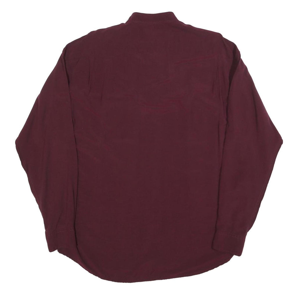 NETTELSTROTH Mens Maroon Shirt L Long Sleeve Casual Button Up Relaxed Fit