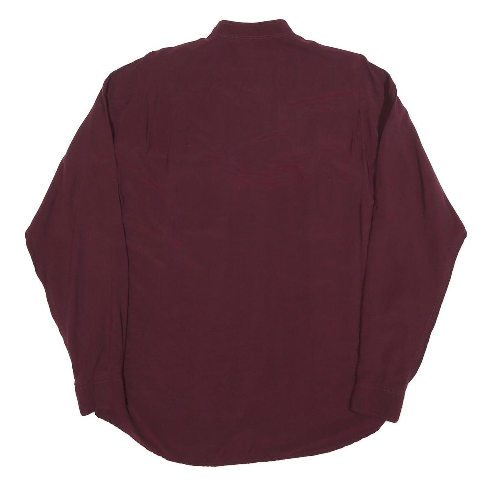 NETTELSTROTH Mens Maroon Shirt L Long Sleeve Casual Button Up Relaxed Fit