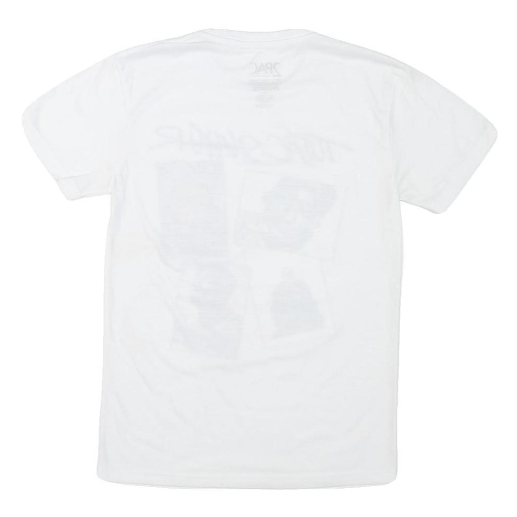 2PAC Mens White Graphic T-Shirt S Short Sleeve Crew Neck Tupac Shakur