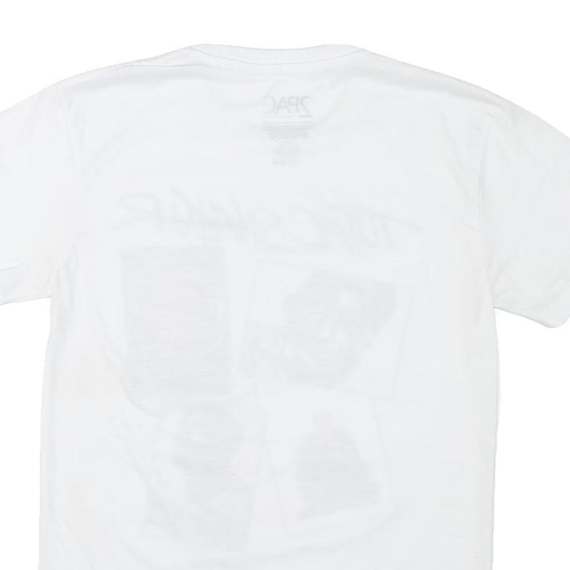 2PAC Mens White Graphic T-Shirt S Short Sleeve Crew Neck Tupac Shakur