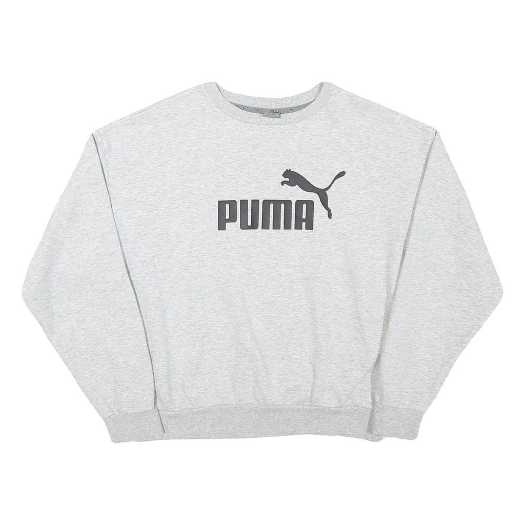 PUMA Mens Grey Cotton Blend Crew Neck Sweatshirt M Casual Sportswear