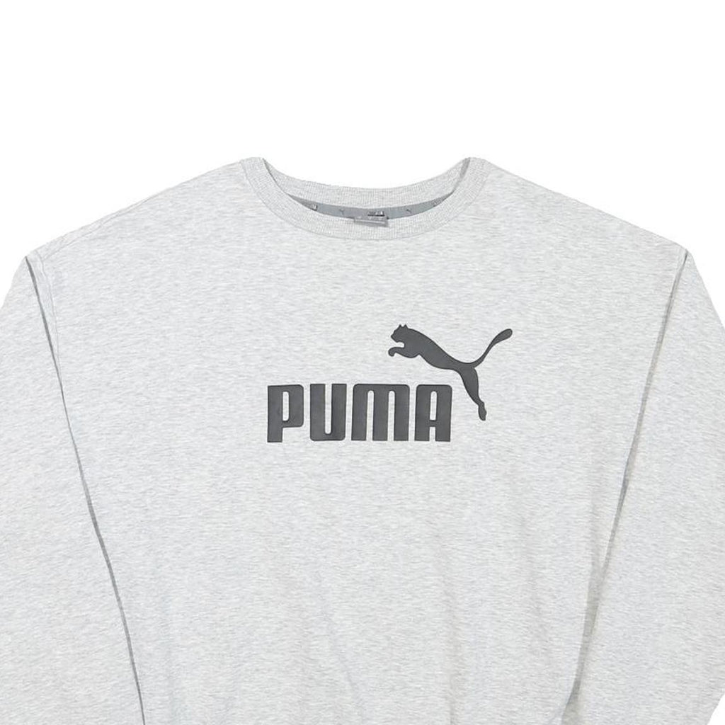 PUMA Mens Grey Cotton Blend Crew Neck Sweatshirt M Casual Sportswear