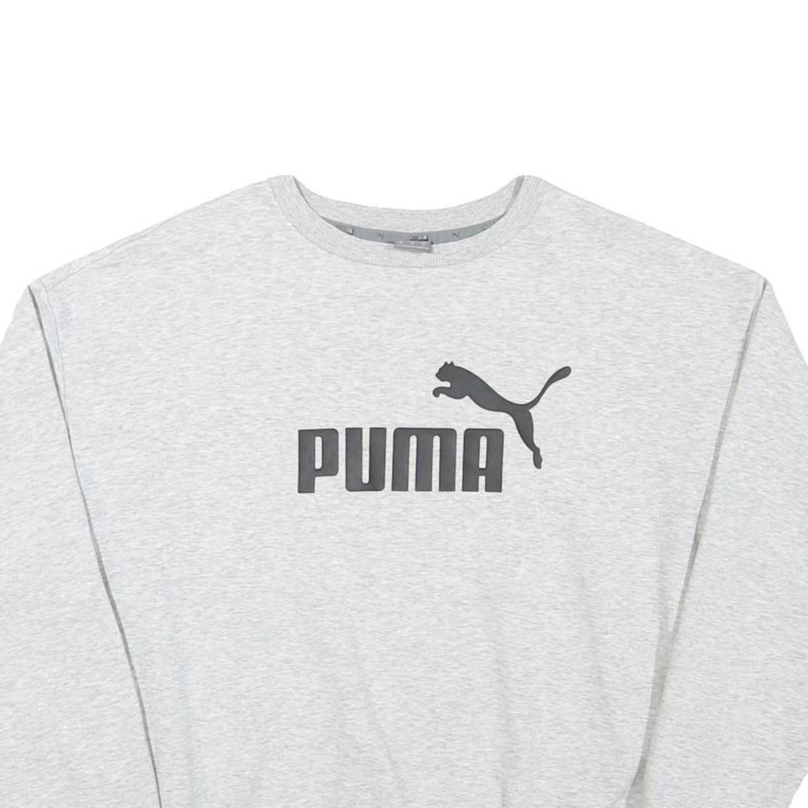 PUMA Mens Grey Cotton Blend Crew Neck Sweatshirt M Casual Sportswear