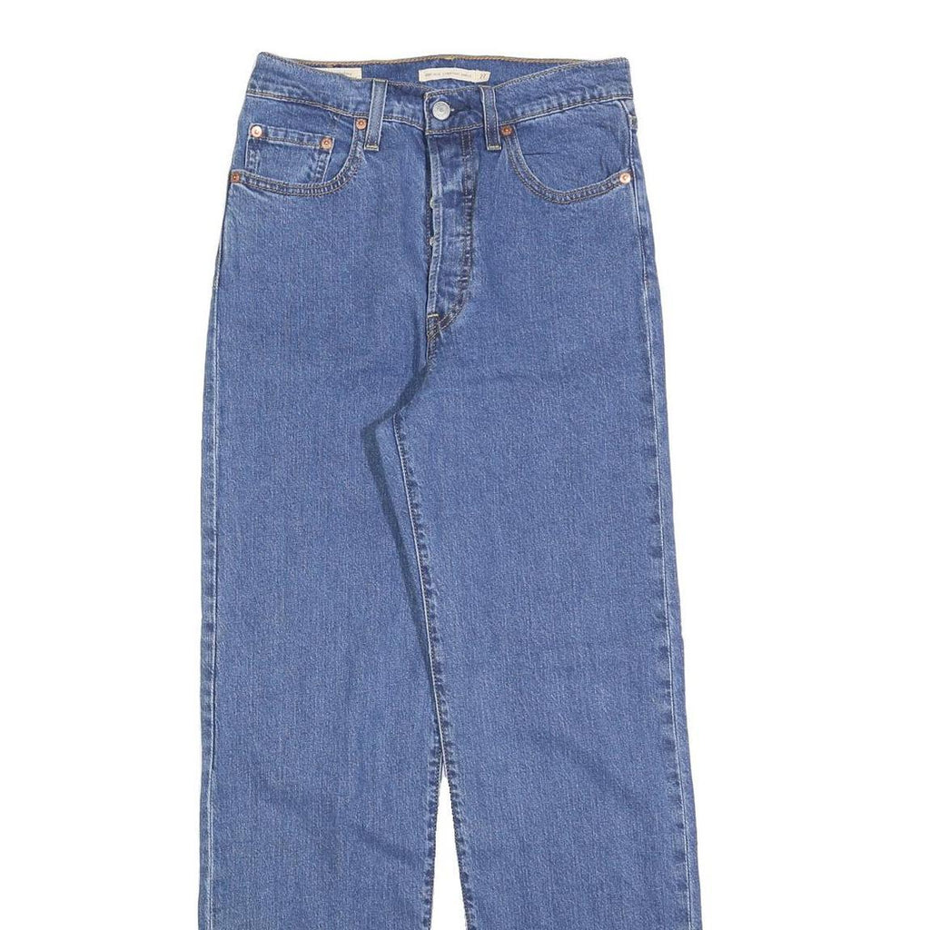 LEVI'S Womens Regular Fit Straight Blue Denim Jeans Button W27 L31 Classic