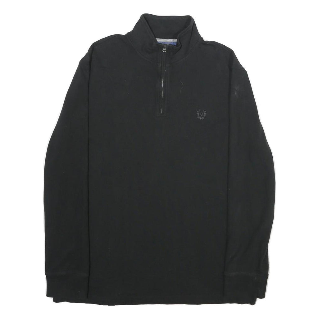 CHAPS Mens Black 1/4 Zip Sweatshirt M Cotton Blend Casual Pullover