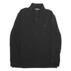 CHAPS Mens Black 1/4 Zip Sweatshirt M Cotton Blend Casual Pullover