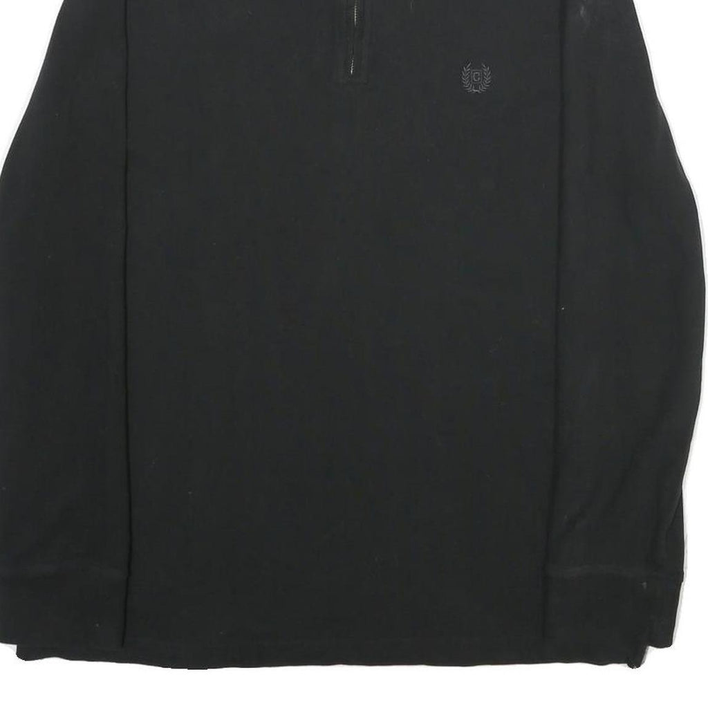 CHAPS Mens Black 1/4 Zip Sweatshirt M Cotton Blend Casual Pullover