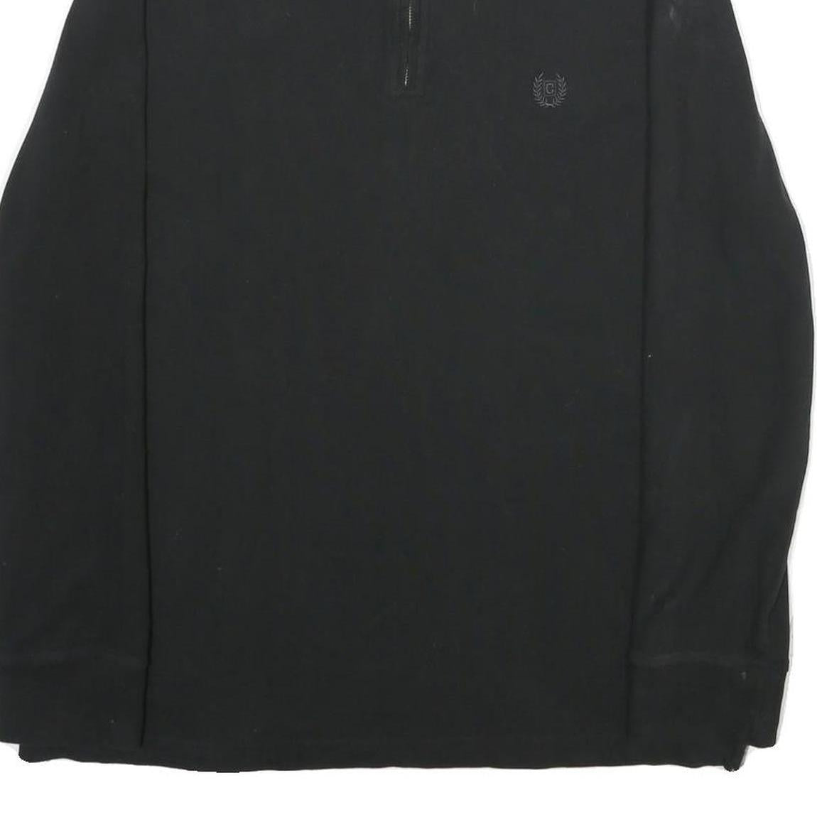 CHAPS Mens Black 1/4 Zip Sweatshirt M Cotton Blend Casual Pullover