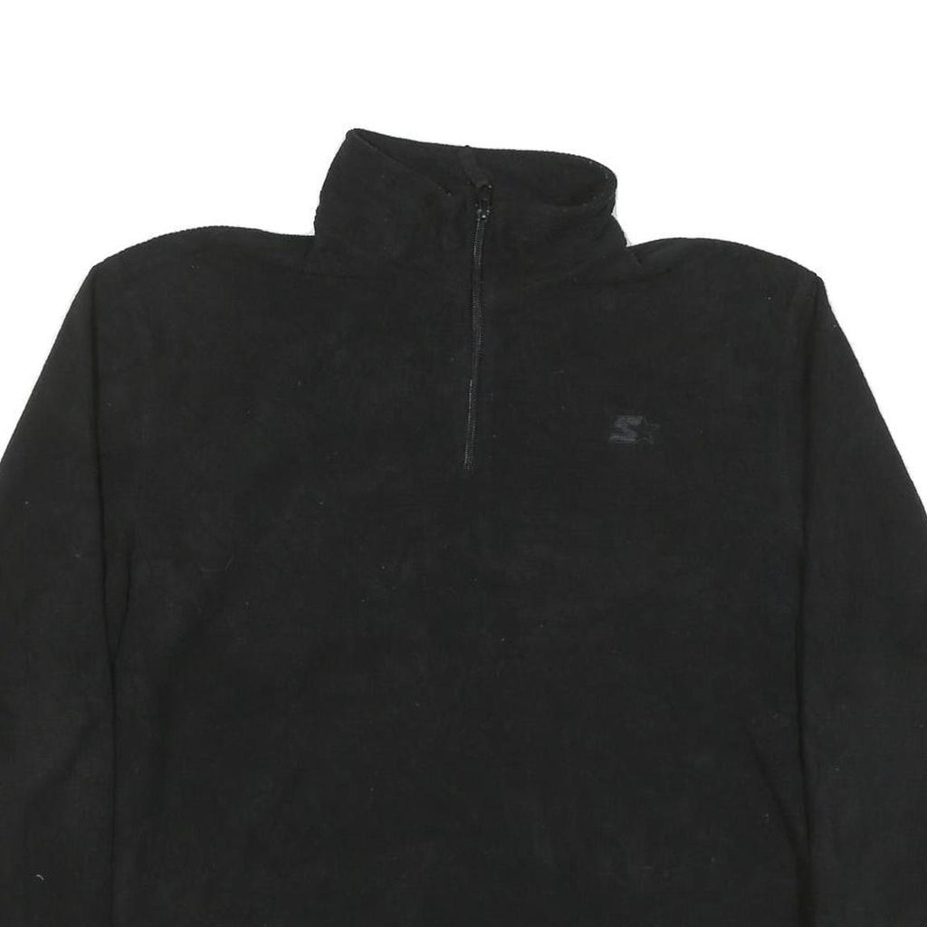 STARTER Mens Black Plain Pullover Jumper Crew Neck Polyester Blend L Sportswear